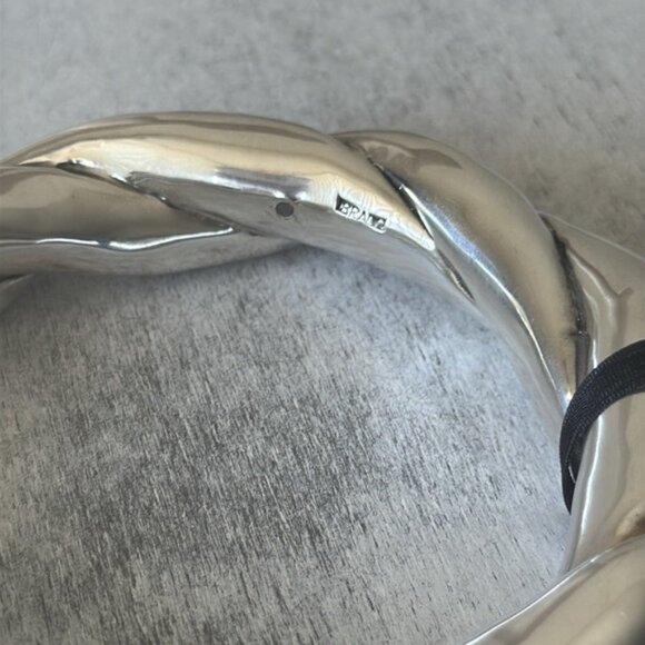 E&L Sterling Silver Electroform Statement Twisted Bangle Bracelet Israel - Picture 7 of 12